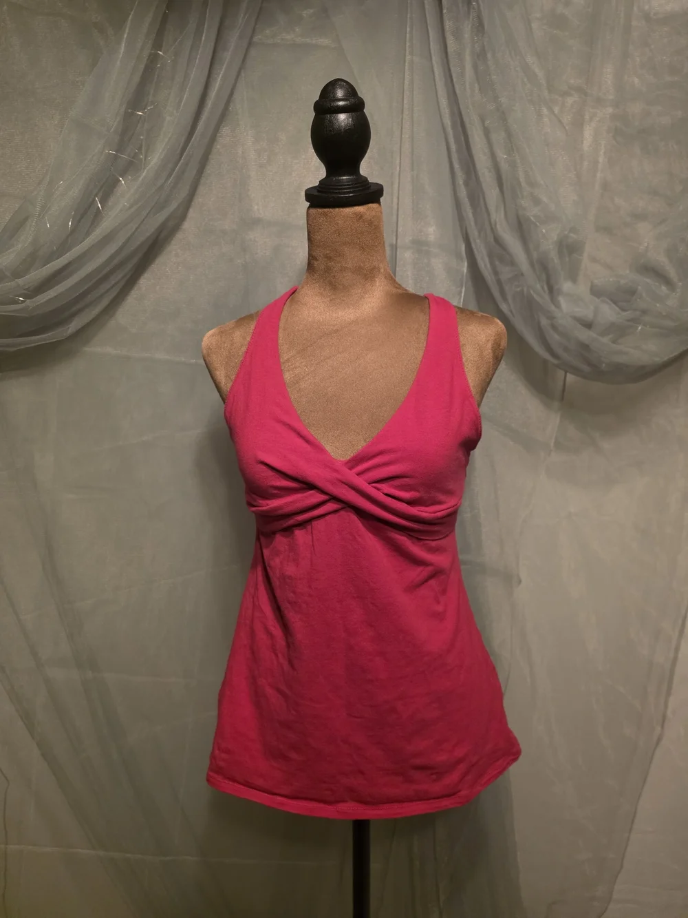Y2K Size M Twist-Front Pink Tank Top
